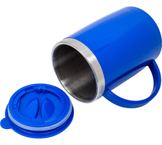 Кружка Biostal Flër 0.5 литра, с крышкой, синяя NE-500-BL
