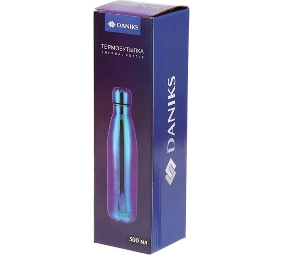 Термобутылка DANIKS sl-50zl7-1, 0.5 л, узкое горло, фиолетовый глитер 396562