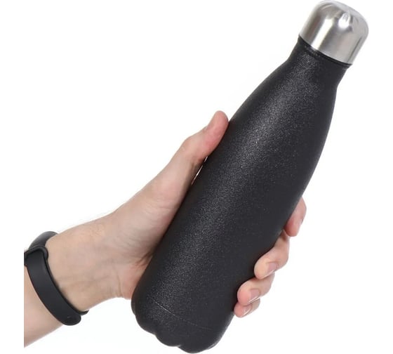 Термобутылка DANIKS sl-50zl7, 0.5 л, узкое горло, черный глитер 396561