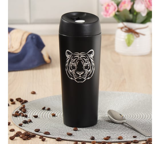 Термокружка DANIKS нерж, 0.45 л, узк.горл, тигр, колба нерж, sl-nt007-1 396556
