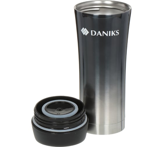Термокружка DANIKS нерж, 0.45 л, узк.горл, колба нерж, графит, sl-nt015-met-grpht 316124