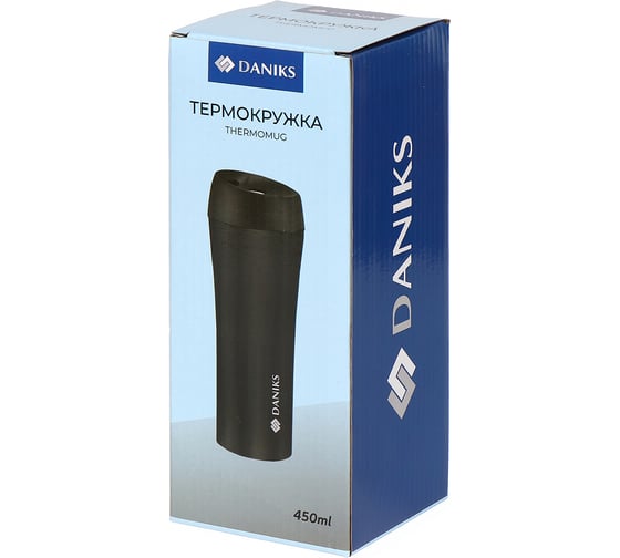 Термокружка DANIKS нерж, 0.45 л, колба нерж, sl-nt015-soft-black 430662
