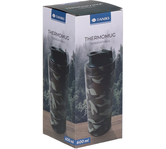 Термокружка DANIKS нерж, 0.6 л, колба нерж, камуфляж, ytct035-7-mil-black 352985