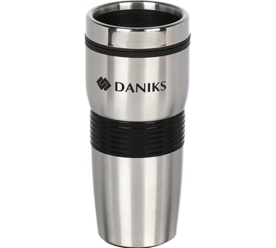 Термокружка DANIKS нерж сталь, пластик, 0.45 л, колба нерж, серебр, sl-113b 440182