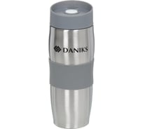 Термокружка DANIKS нерж сталь, пластик, 0.38 л, колба пластик, сереб-сер, sl-069 316122