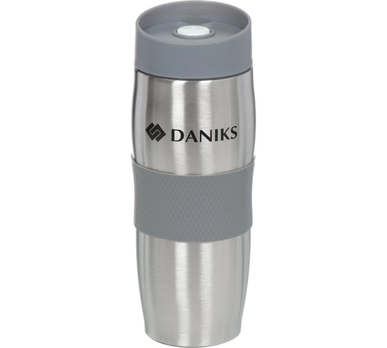 Термокружка DANIKS нерж сталь, пластик, 0.38 л, колба пластик, сереб-сер, sl-069 316122 1