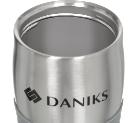 Термокружка DANIKS нерж сталь, пластик, 0.38 л, колба пластик, сереб-сер, sl-069 316122