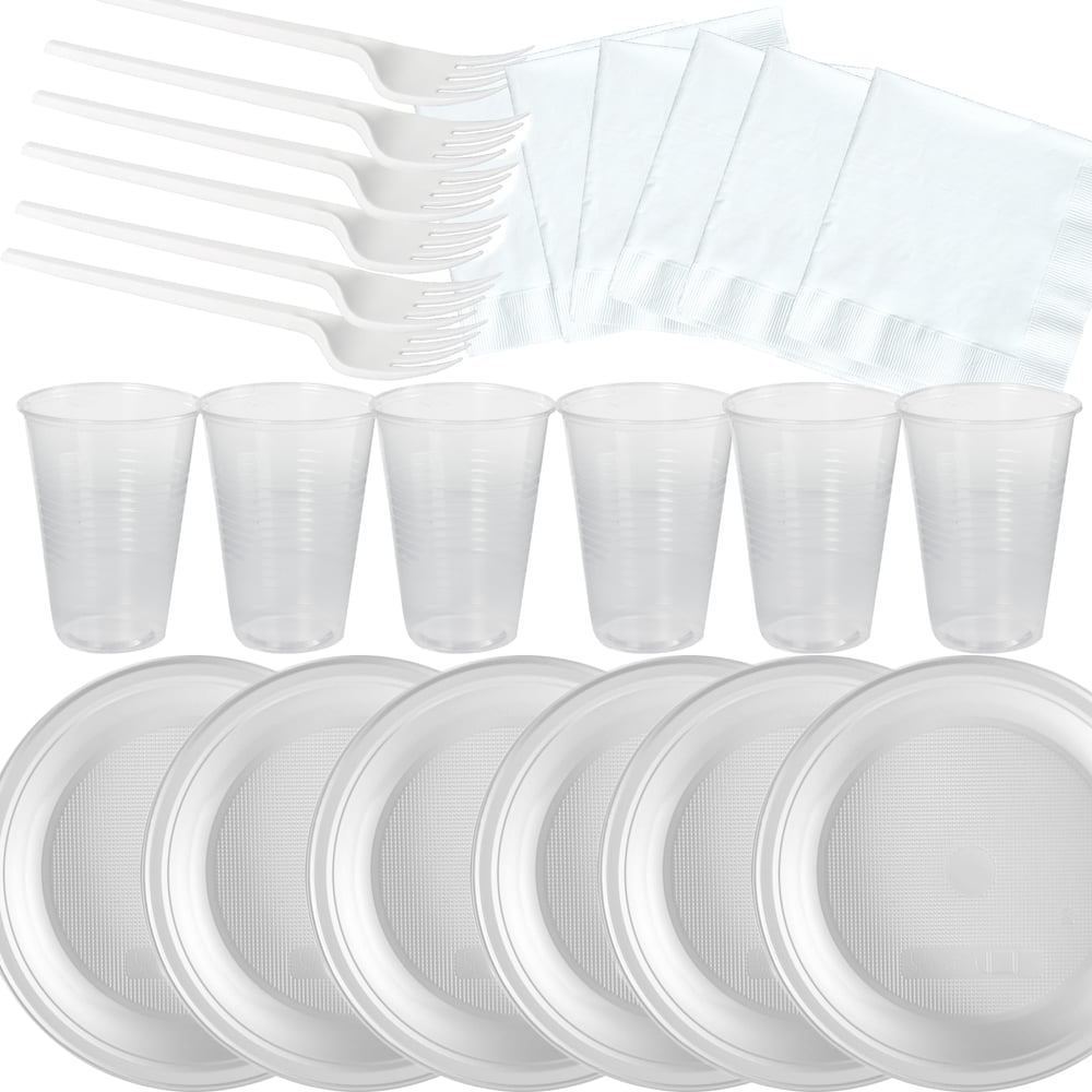  одноразовой посуды Pro Legend на 6 персон: тарелка 6шт, стакан 6 .