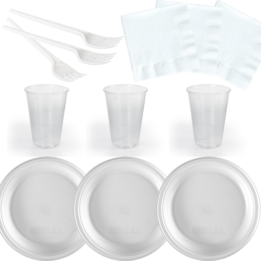  одноразовой посуды Pro Legend на 3 персоны: тарелка 3шт, стакан 3 .