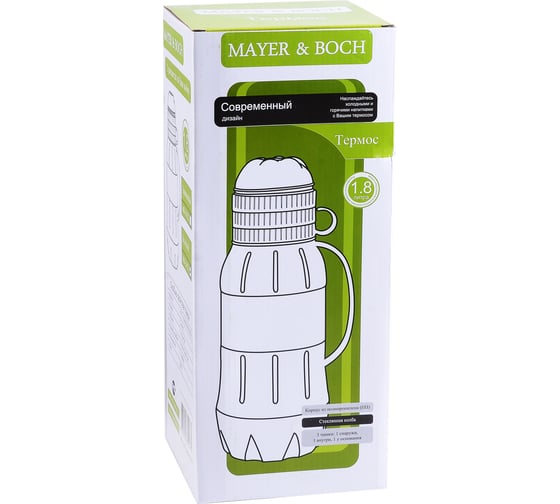 Термос MAYER&BOCH 1.8 л со стеклянной колбой + 3 чашки 31423