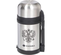 Термос DANIKS нерж, 1 л, шир.горл, колба нерж, серебр, sl-100gx 306888