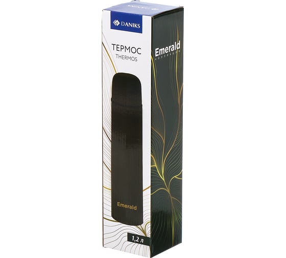 Термос DANIKS нерж, 1.2 л, узк.горл, emerald, колба нерж, корич, sl-120zn-7532c-soft 449144