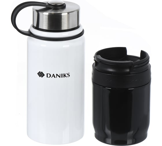 Термос DANIKS нерж, 0.8 л, колба нерж, черно-бел, sl-098-1 426232