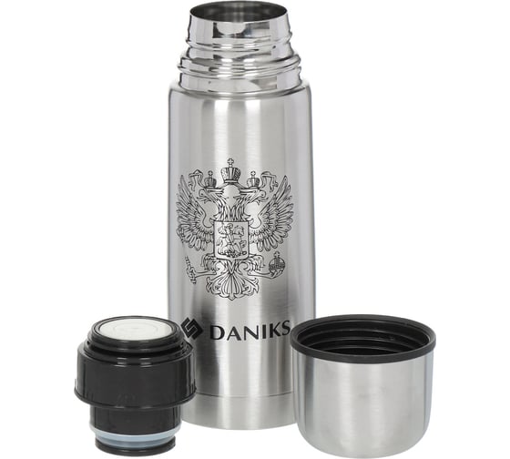 Термос DANIKS нерж, 0.35 л, узк.горл, колба нерж, серебр, sl-35z 316127
