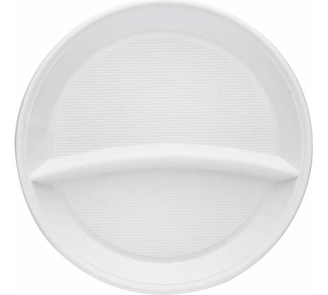 Одноразовые тарелки LAIMA 2-х секционные, комплект 100 шт., 210 мм, белые, пс, холодное/горячее, бюджет 608770
