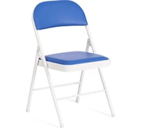 Складной стул Tetchair folder 3022g, каркас: металл, сиденье/спинка: экокожа, 46.5x47.5x79 см, blue (синий) / white (белый), комплект 6 шт 20102