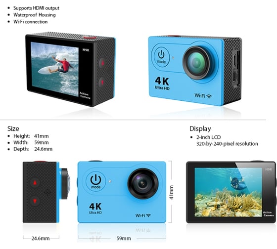 Экшн камера EKEN H9 BLUE Ultra HD 4K H9
