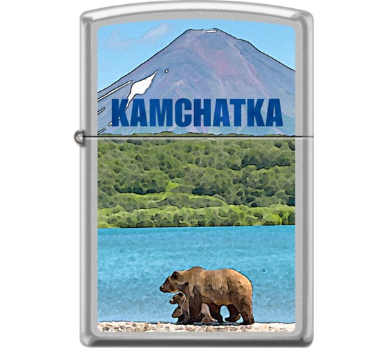 Зажигалка Zippo Камчатка с покрытием Satin Chrome, серебристая 205 KAMCHATKA