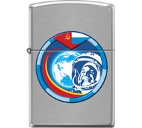 Зажигалка Zippo Гагарин с покрытием Brushed Chrome 200 COSMONAUT
