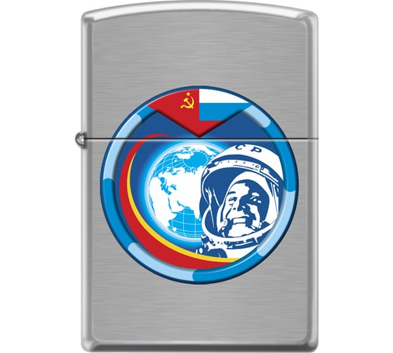 Зажигалка Zippo Гагарин с покрытием Brushed Chrome 200 COSMONAUT 1