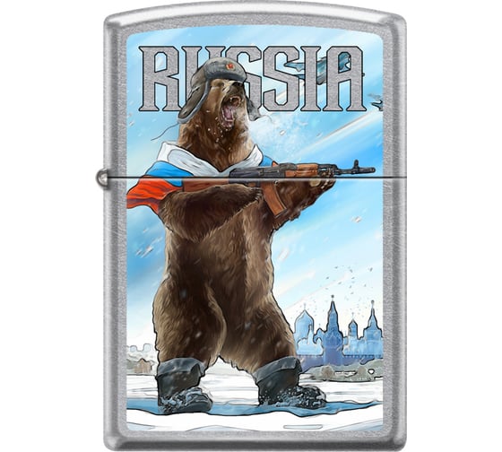Зажигалка Zippo Русский медведь с покрытием Street Chrome 207 RUSSIAN BEAR