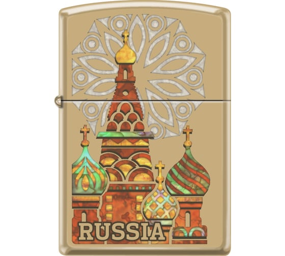 Зажигалка Zippo Россия с покрытием High Polish Brass 254B KREMLIN 1