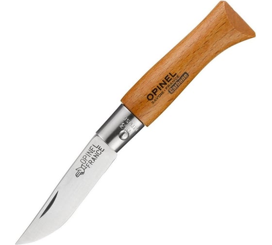 Нож, углеродистая сталь, рукоять из дерева бука Opinel №3 111030