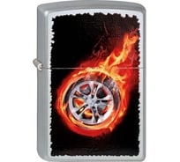 Зажигалка Zippo Tire On Fire, с покрытием Satin Chrome 205 Tire On Fire