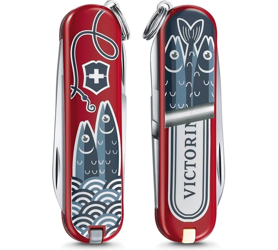 Нож-брелок Victorinox Classic LE 2019 Sardine Can, 58 мм, 7 функций 0.6223.L1901