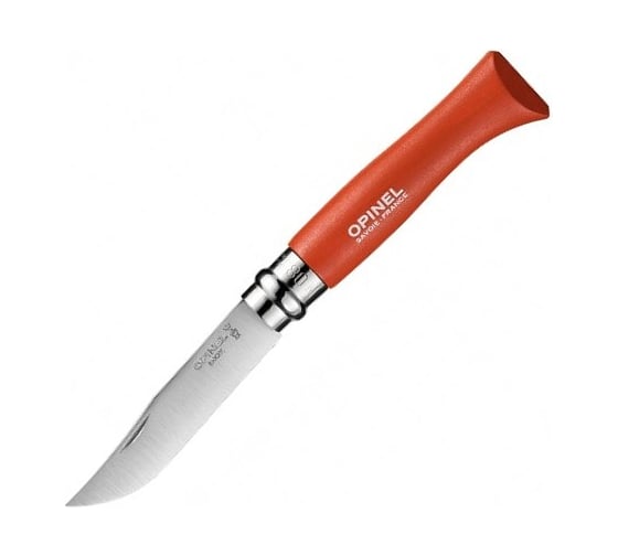 Нож №8, нержавеющая сталь, красный, с чехлом Opinel Trekking 1890