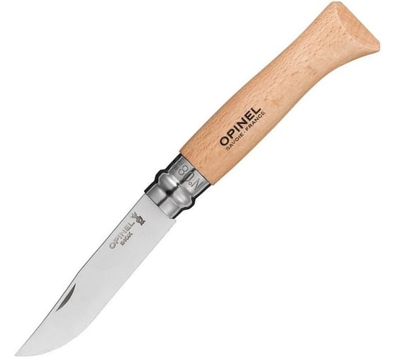 Нож №8, нержавеющая сталь, рукоять из бука, блистер Opinel 405 1