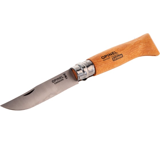 Нож №8, углеродистая сталь, рукоять из дерева бука, блистер Opinel 402