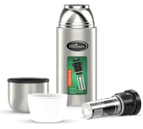 Термос Biostal Охота 0.75 литра, 2 чашки, с ситечком, стальной NBP-750Z