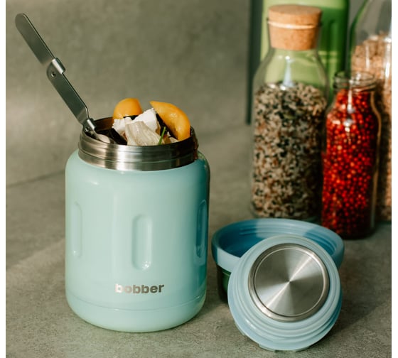 Термос для еды, BOBBER вакуумный, бытовой, тм "". Объем 0.7 литра. Артикул Jerrycan-700 Light Blue