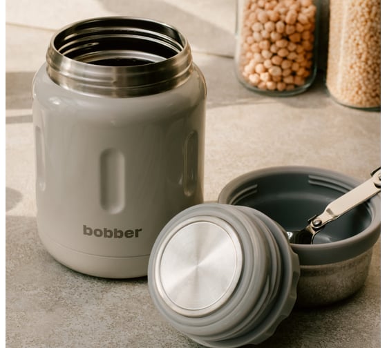 Термос для еды, BOBBER вакуумный, бытовой, Объем 0.7 литра. Артикул Jerrycan-700 Sand Grey