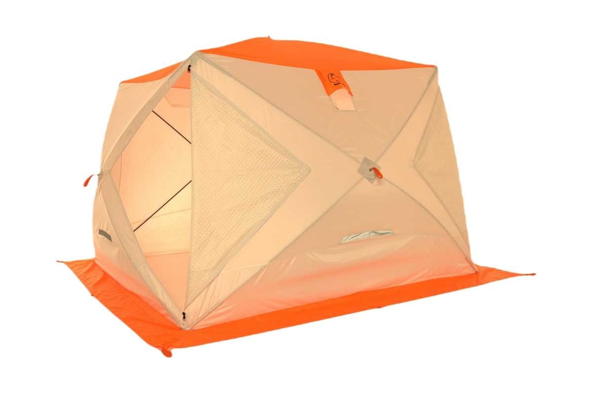  трехслойная палатка Пингвин mrfisher лонг 290 бело-оранжевая 456 .
