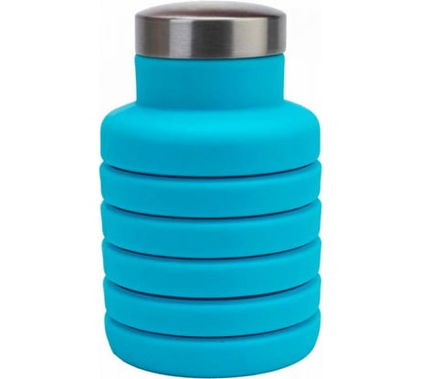 Силиконовая складная бутылка для воды с крышкой BRADEX 500 мл, голубая TK 0270