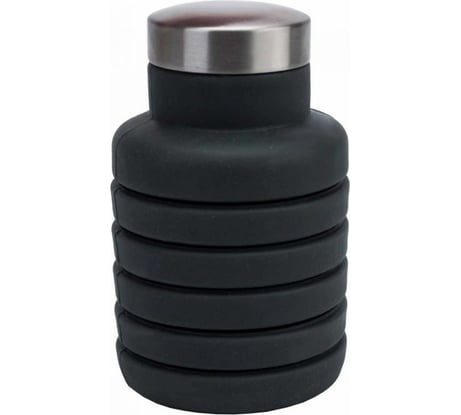 Силиконовая складная бутылка для воды с крышкой BRADEX 500 мл, темно-серая TK 0269