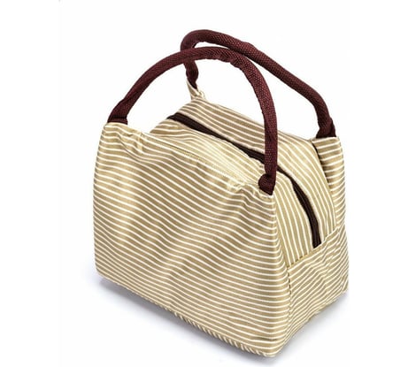 Термосумка для ланч-бокса в полоску BRADEX Горячий обед, бежевая TK 0263