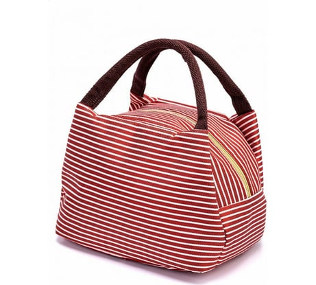 Термосумка для ланч-бокса в полоску BRADEX Горячий обед, красная TK 0259