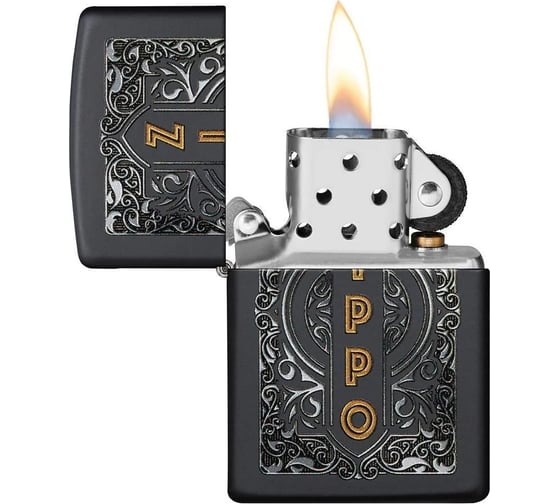 Зажигалка Zippo Classic с покрытием Black Matte, латунь/сталь, черная, 38x13x57 мм 49535
