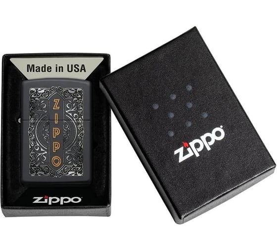 Зажигалка Zippo Classic с покрытием Black Matte, латунь/сталь, черная, 38x13x57 мм 49535
