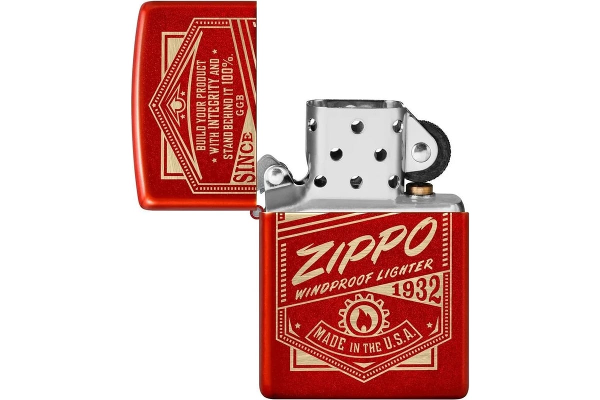 Зажигалка Zippo Classic с покрытием Metallic Red, латунь/сталь, красная,  38x13x57 мм 48620