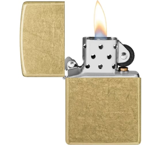 Зажигалка Zippo Classic с покрытием Street Brass, латунь/сталь, золотистая, 38x13x57 мм 48267