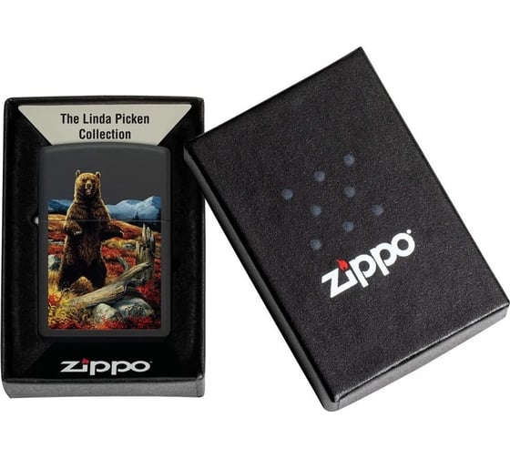 Зажигалка Zippo Linda Picken с покрытием Black Matte, латунь/сталь, черная, 38x13x57 мм 48597