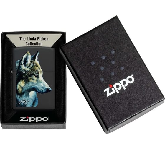 Зажигалка Zippo Zippo Linda Picken с покрытием Black Matte, латунь/сталь, черная, 38x13x57 мм 48598