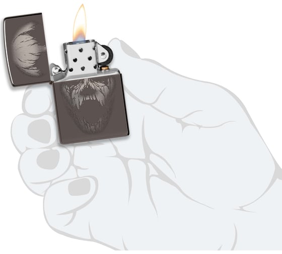Зажигалка Zippo Screaming Monster с покрытием Black Ice, латунь/сталь, черная, 38x13x57 мм 49799