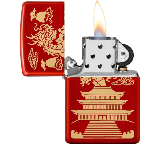Зажигалка Zippo Eastern Design с покрытием Metallic Red, латунь/сталь, красная, 38x13x57 мм 49517
