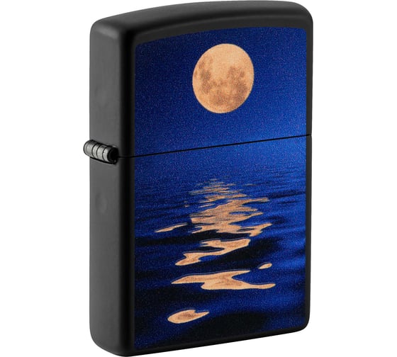 Зажигалка Zippo Moon Sunset с покрытием Black Light, латунь/сталь, черная, матовая, 38x13x57 мм 49810