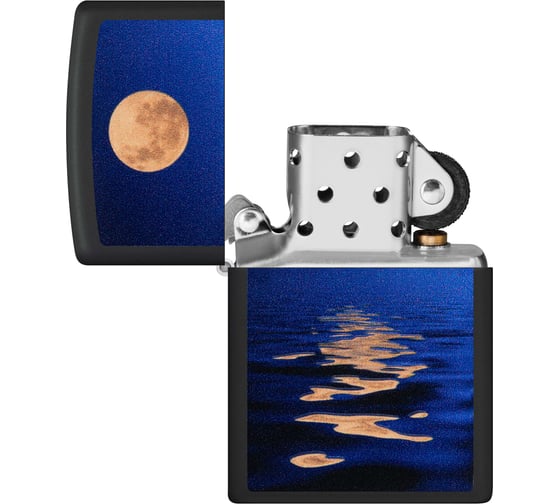 Зажигалка Zippo Moon Sunset с покрытием Black Light, латунь/сталь, черная, матовая, 38x13x57 мм 49810